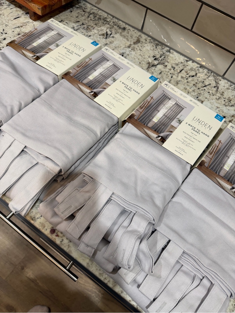Linden Light Gray Tab-Top Window Panels x4